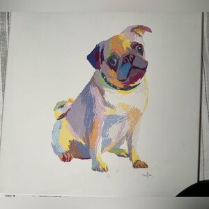 "Pug Sketch" canvas print by artist Patti Mollica 14" x 14" x 2.5"